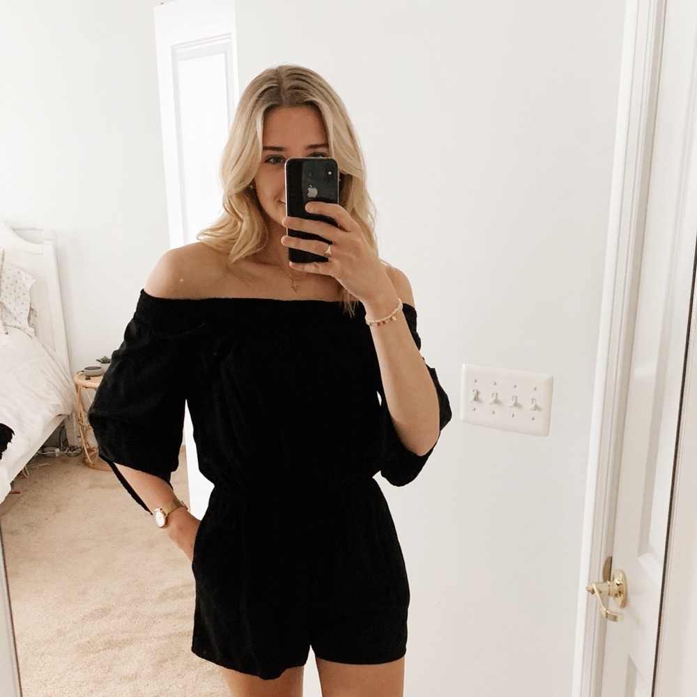 Black off the shoulder romper